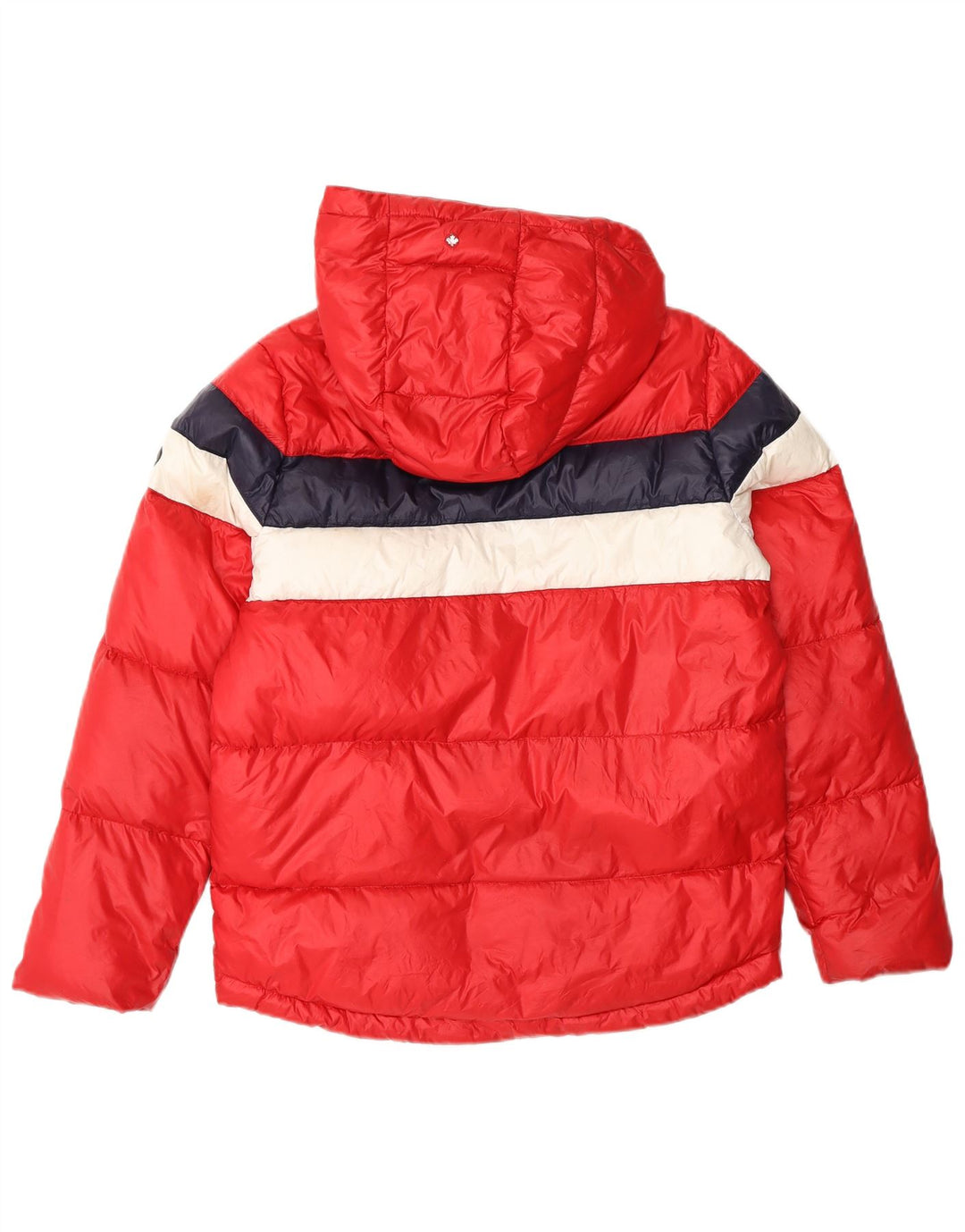 CANADIENS Polstret hættejakke til kvinder UK 14 Medium Red Colourblock