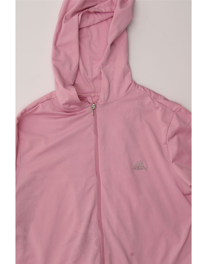 ADIDAS Womens Zip Hoodie Sweater UK 14 Medium Pink Polyester Vintage Adidas and Second-Hand Adidas from Messina Hembry 