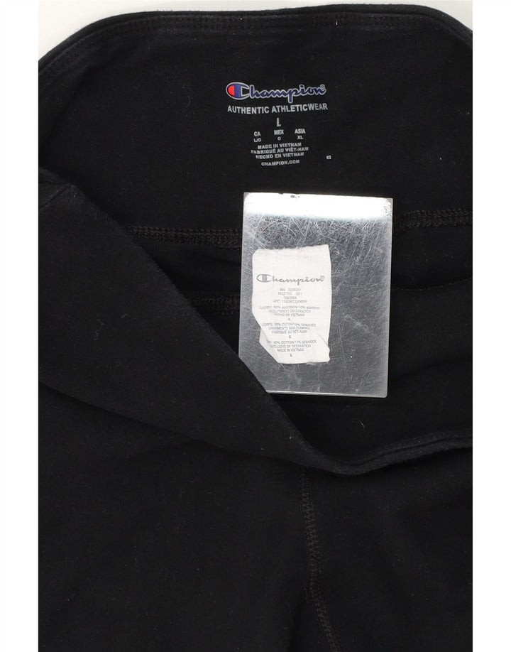 CHAMPION Womens Graphic Leggings UK 16 Large  Black Cotton Vintage Champion and Second-Hand Champion from Messina Hembry 