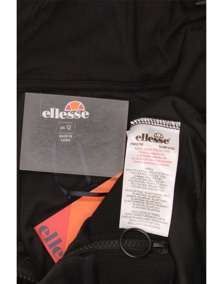 Ellesse Womens Crop Velour Hættetrøje Sweater UK 12 Medium Sort Polyester
