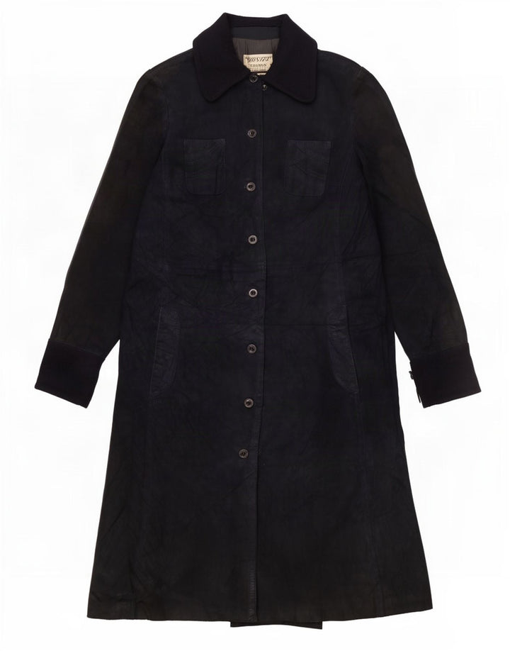 Vintage ruskindsfrakke til kvinder UK 10 Small Navy Blue