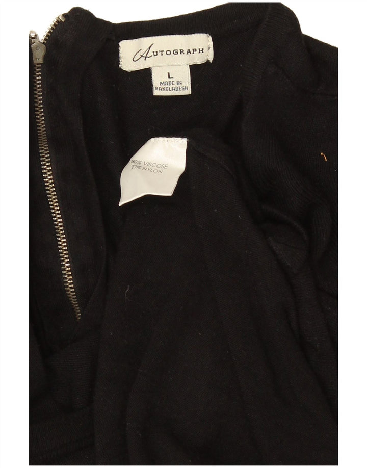 Marks & Spencer dame sweater med lynlåshals DK 16 Stor sort viskose