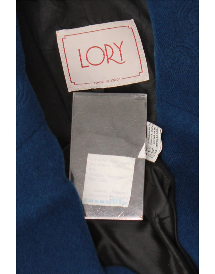 Vintage Dame Dobbeltradet Blazer Jacket IT 46 Large Navy Blue