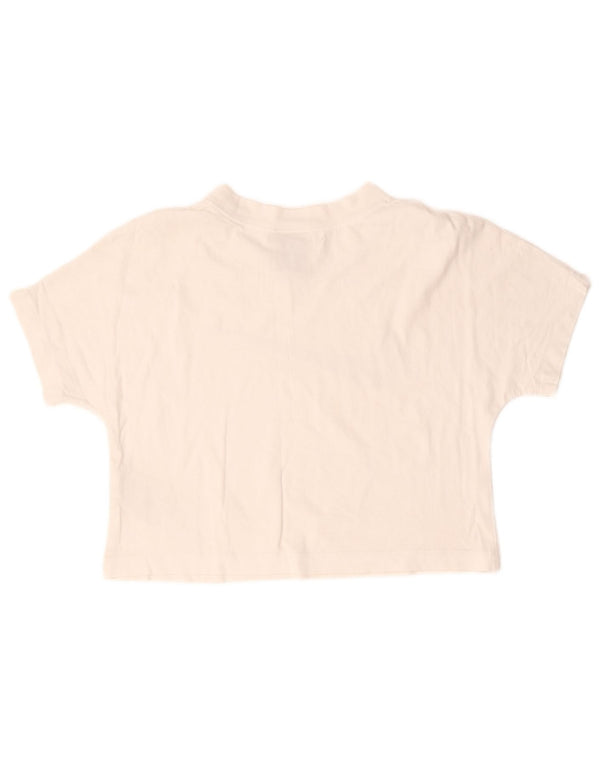 Nike Womens Crop Graphic T-Shirt Top UK 10 Small White Bomuld