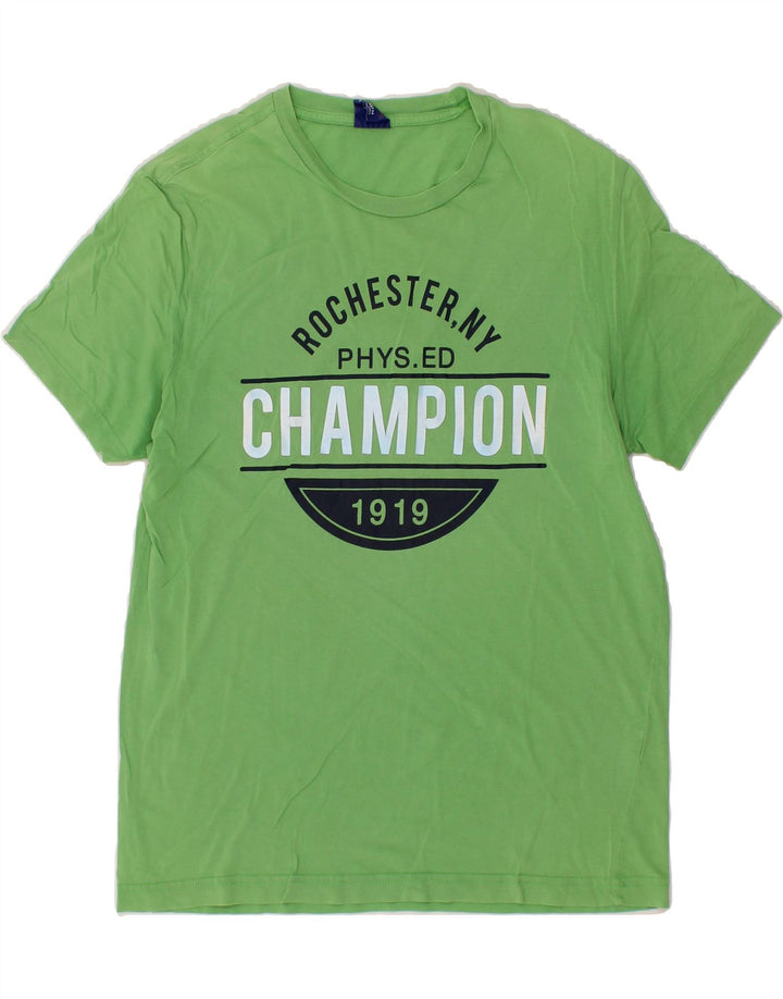 CHAMPION Mens Graphic T-Shirt Top Medium Green Vintage Champion and Second-Hand Champion from Messina Hembry 