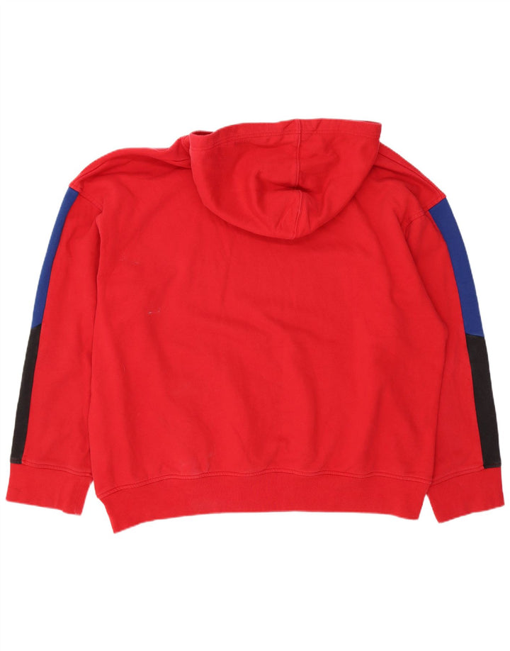 LEVI'S Mens Hoodie Jumper 2XL Red Colourblock Cotton