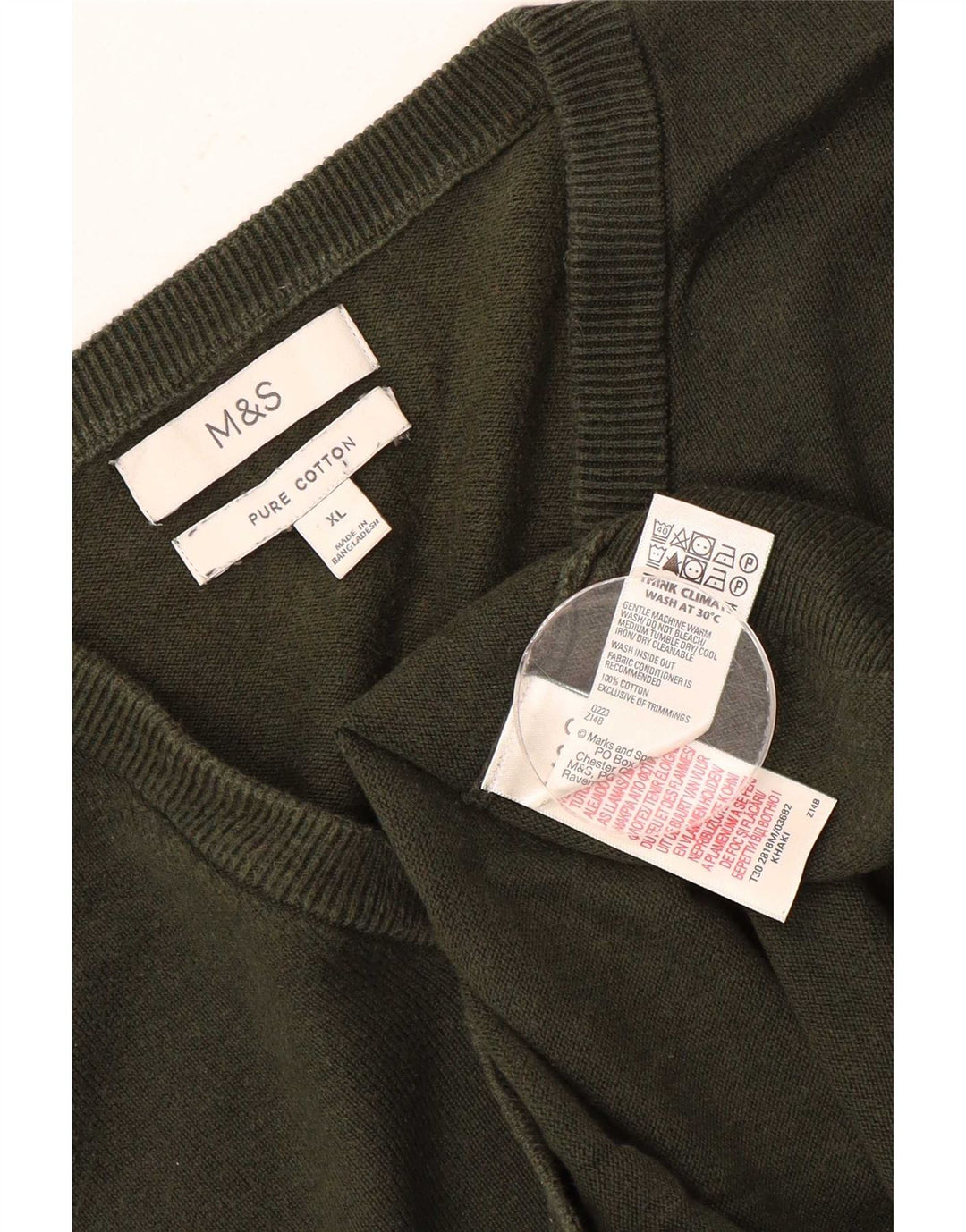 Marks & Spencer Herre V-hals sweater XL Khaki Bomuld