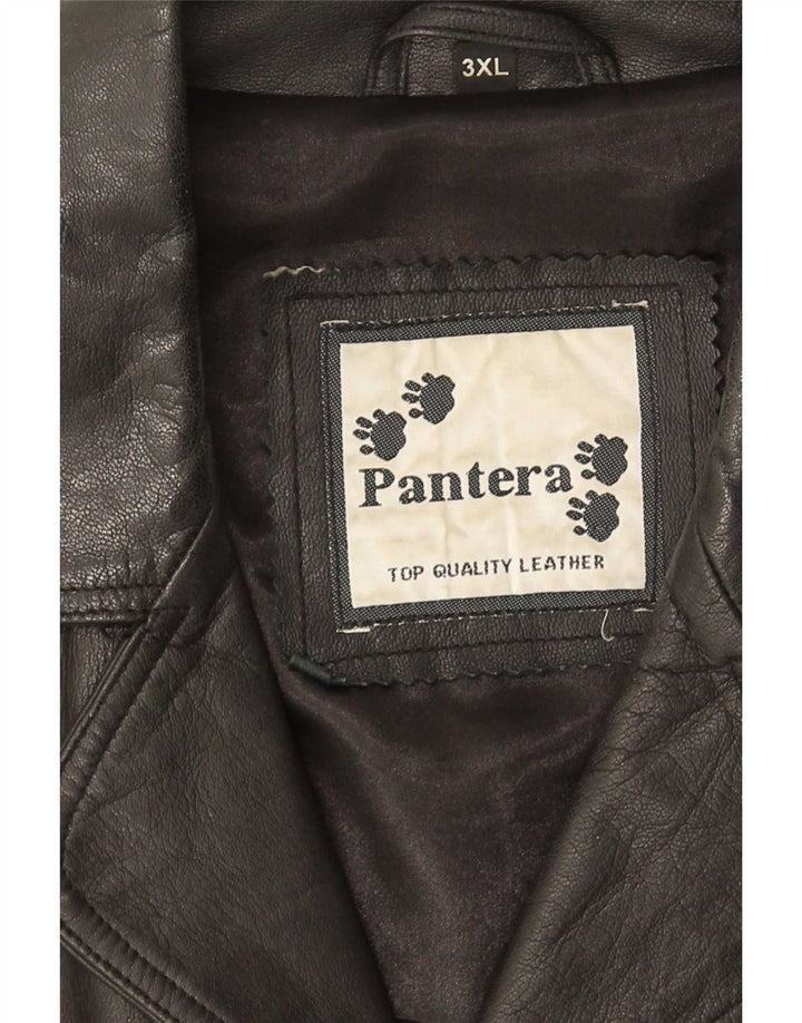 Pantera Herre Læderfrakke UK 46 3XL Sort Læder