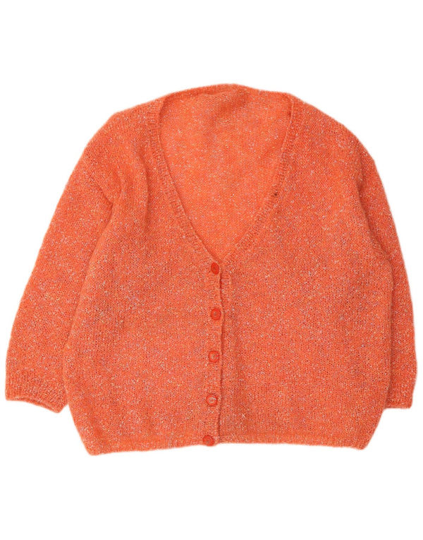 Vintage dame cardigan sweater UK 22 3XL Orange Flecked