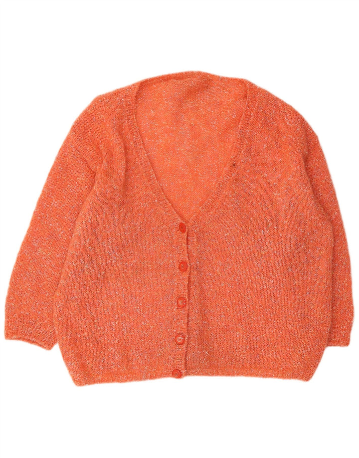 Vintage dame cardigan sweater UK 22 3XL Orange Flecked