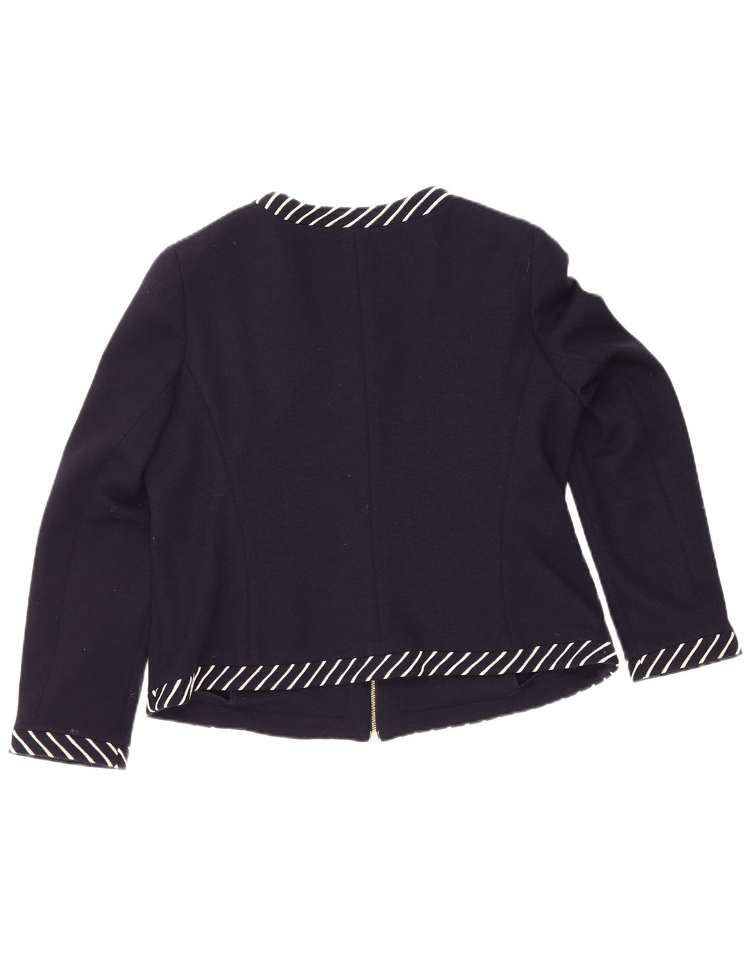 Luisa Spagnoli Dame Blazer Jakke med lynlås UK 16 Stor Marineblå Stribet