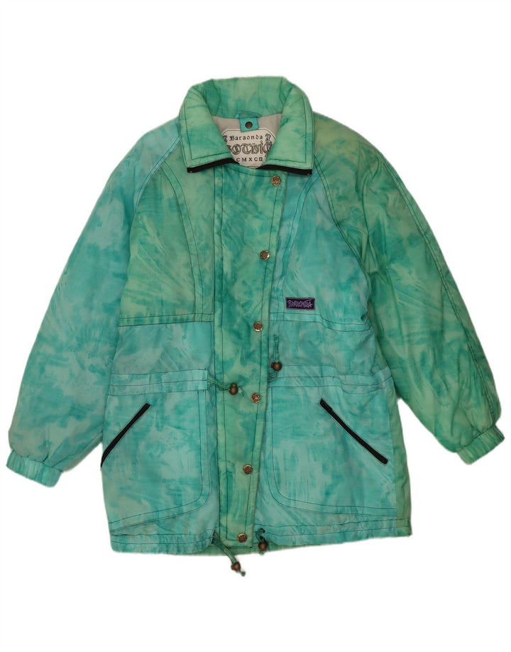 Vintage oversize polstret jakke til kvinder IT 42 Medium Green Tie Dye Polyamid