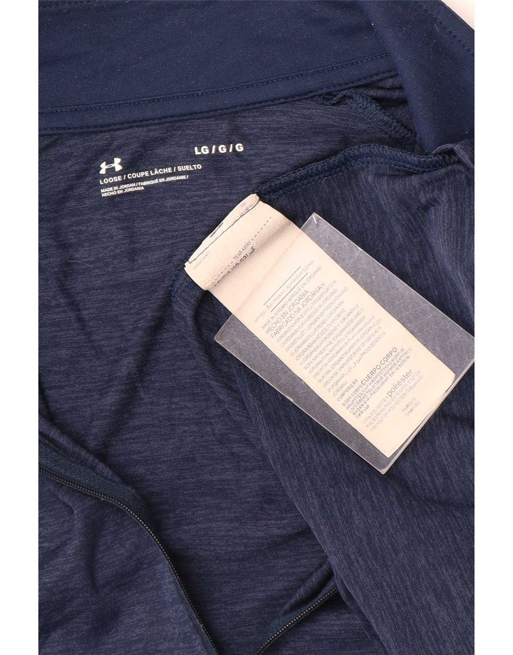 Under Armour Herre Zip Neck Pullover Træningsdragt Top Stor marineblå nålestribe