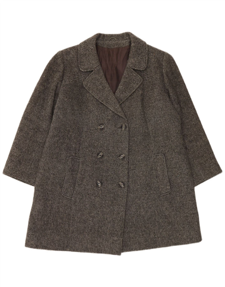 Vintage Dame Dobbeltradet Frakke UK 16 Large Grey Wool