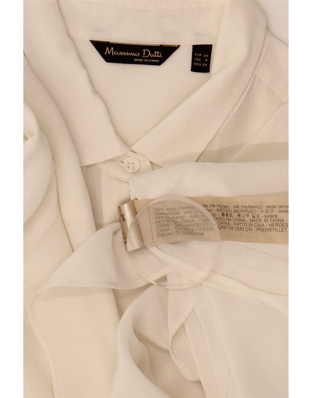 Massimo Dutti Dame Skjorte Bluse EU 36 XS Hvid Silke