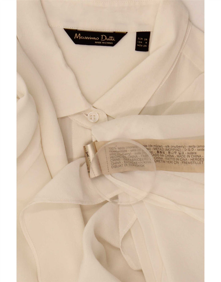 Massimo Dutti Dame Skjorte Bluse EU 36 XS Hvid Silke
