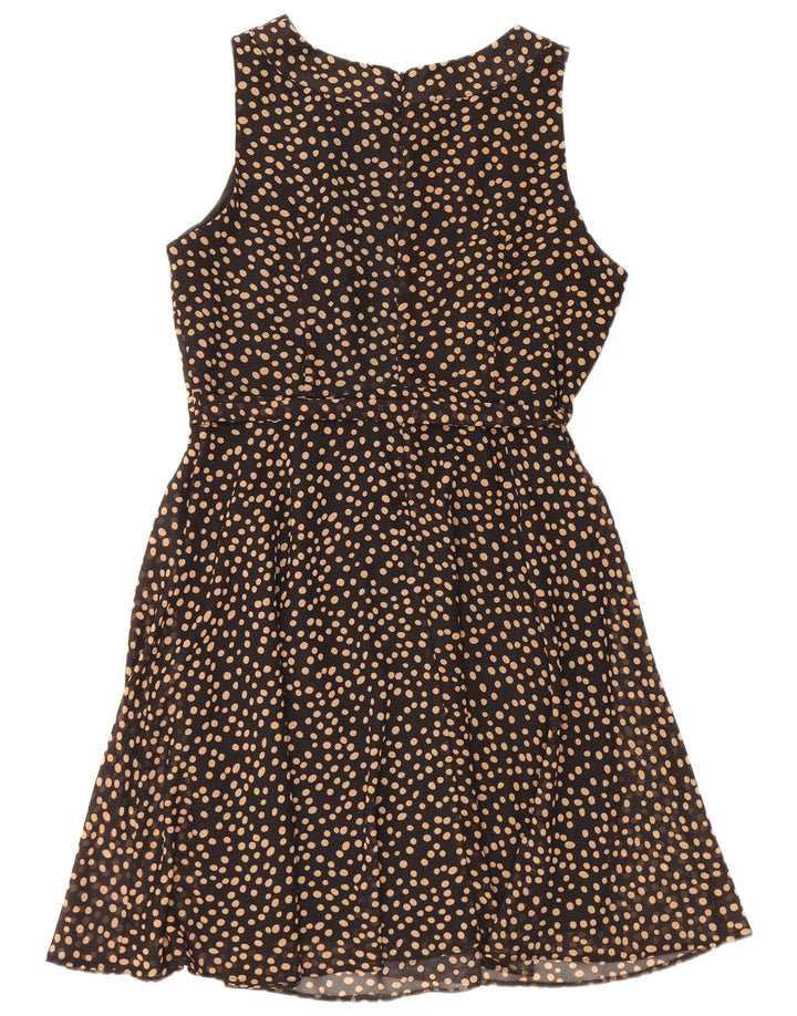 Wallis Dame Ærmeløs A-Line Kjole UK 16 Large Black Polka Dot Polyester