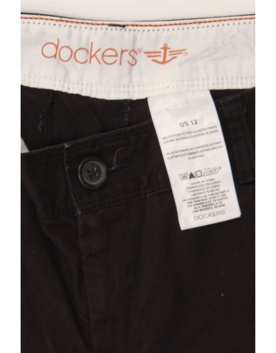 DOCKERS Womens Chino Shorts US 12 Large W34  Black Cotton Vintage Dockers and Second-Hand Dockers from Messina Hembry 