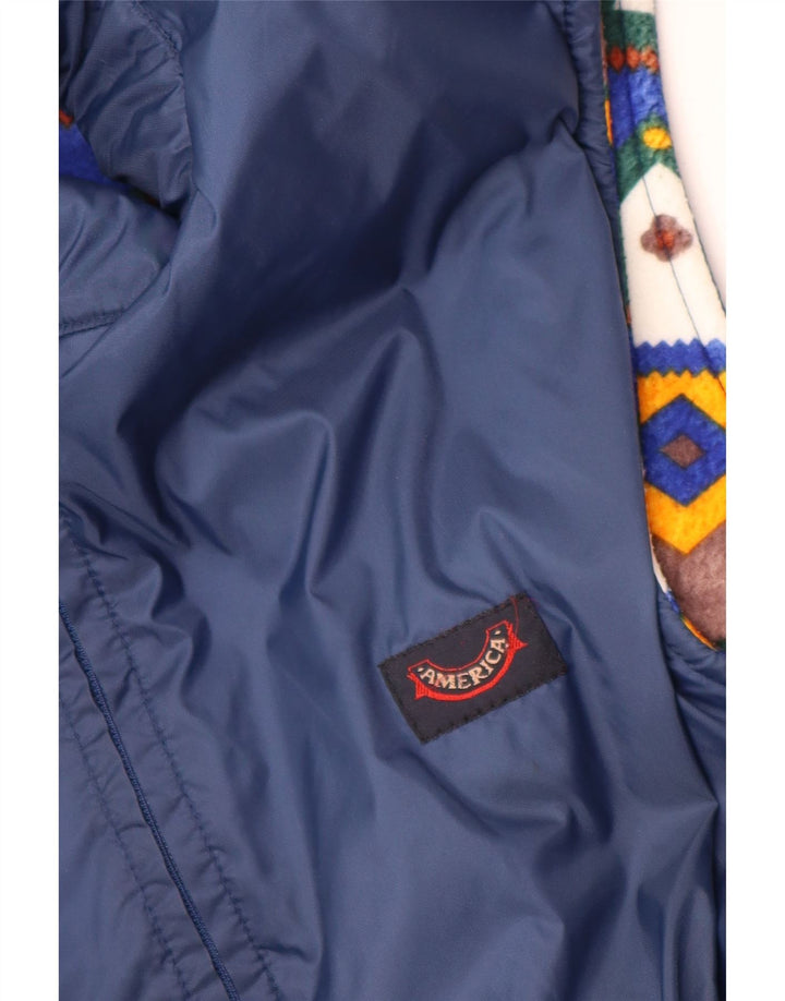 VINTAGE Herre vendbar Gilet UK 38 Medium Navy Blue Polyamid
