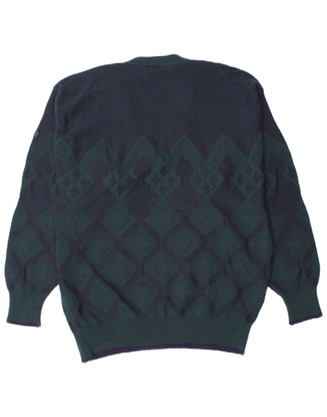 MARZ Herre V-hals sweater Small Navy Blue Argyle/Diamond New Wool