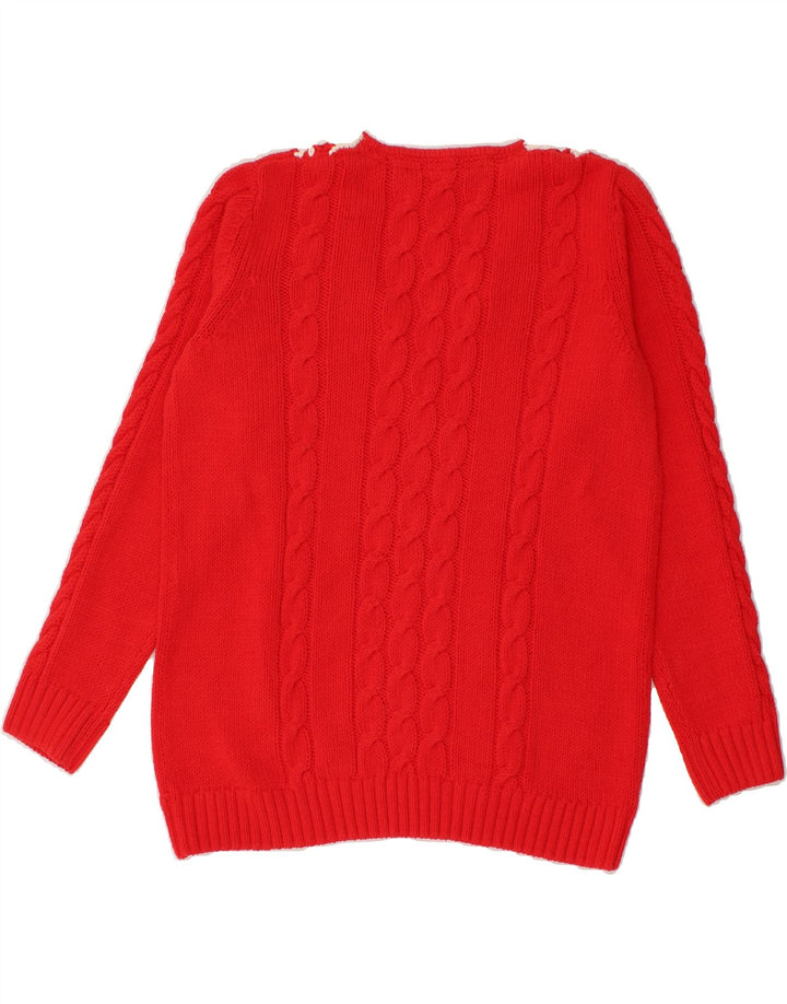 STRANDFEIN Womens V-Neck Jumper Sweater IT 42 Medium Red Colourblock Vintage Strandfein and Second-Hand Strandfein from Messina Hembry 