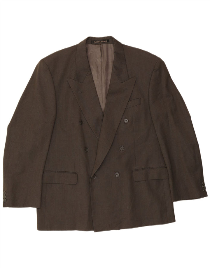 Marks & Spencer Herre Double Breasted Blazer Jacket UK 44 XL Grøn ternet