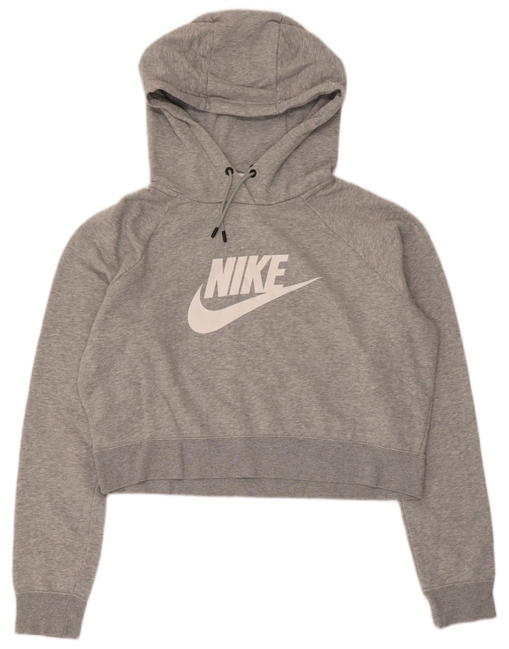 Nike Womens Graphic Crop Sweatshirt Jumper UK 16 Large Grey Bomuld