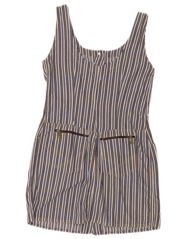 VINTAGE Kvinders Ærmeløs Skede Kjole UK 8 Small Navy Blue Striped