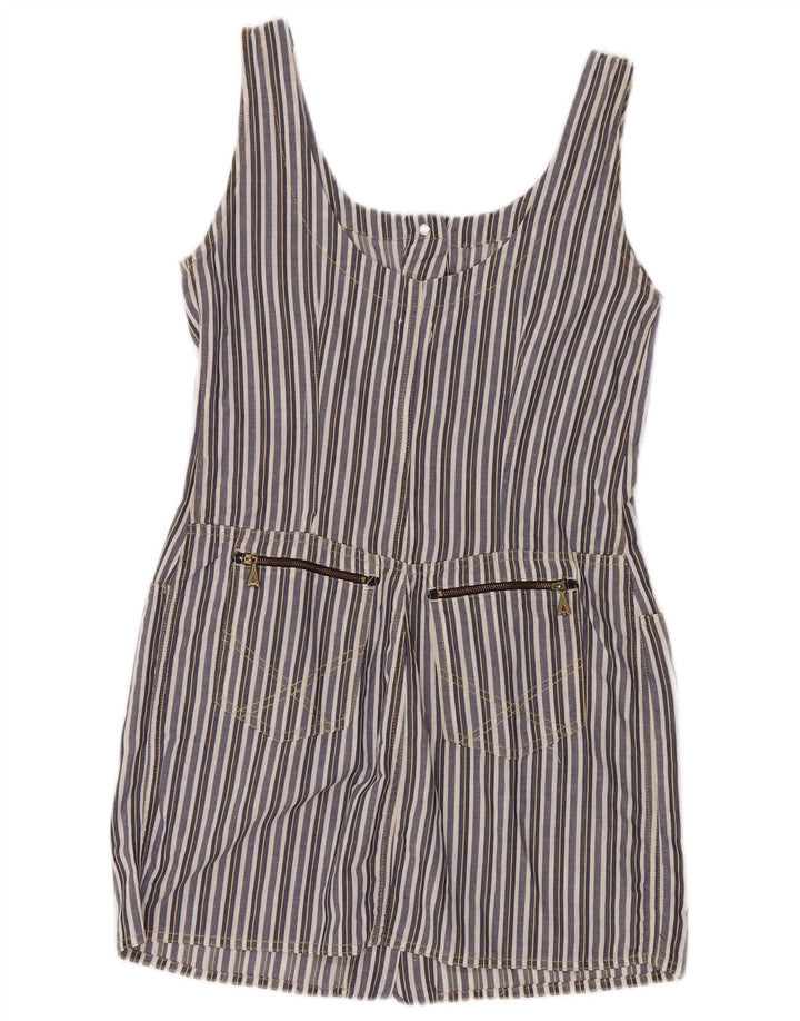 VINTAGE Kvinders Ærmeløs Skede Kjole UK 8 Small Navy Blue Striped