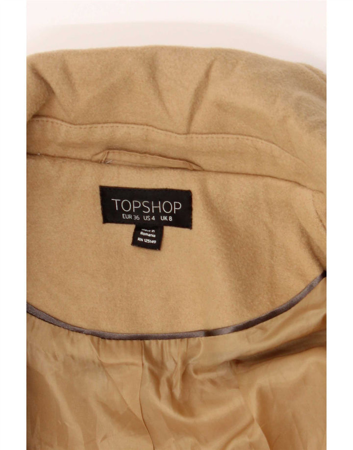 Topshop Dame Overfrakke UK 8 Small Beige Polyester