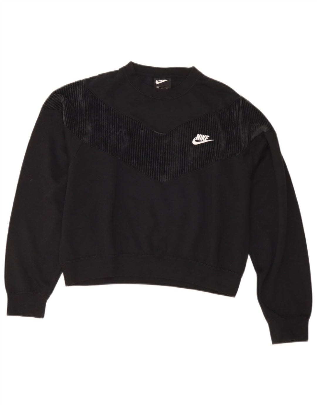 Nike Womens Crop Oversized Sweatshirt Jumper UK 10 Small Black Bomuld