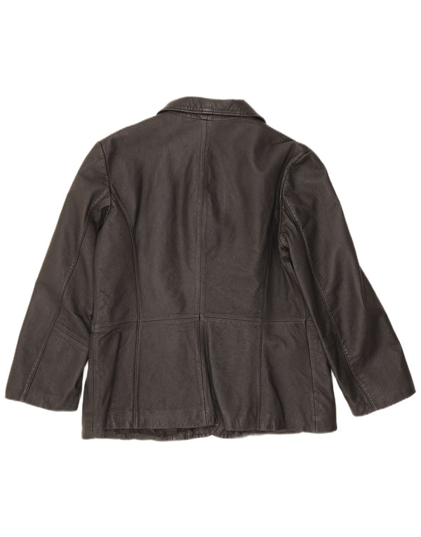 Conbipel Dame 3-knaps læder blazerjakke IT 48 XL Sort