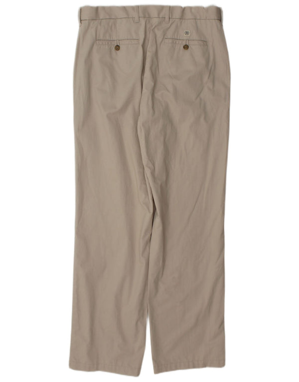 Marks & Spencer Straight Chino-bukser til mænd W34 L33 Beige Bomuld