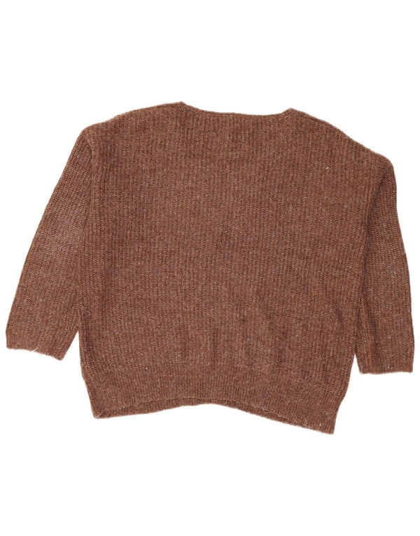 Fat Face Dame Oversized V-hals Jumper Sweater UK 16 Large Brown Flecked