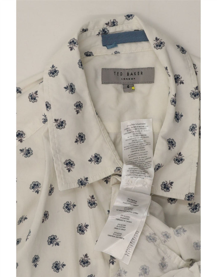 Ted Baker Herreskjorte str. 4 Large White Floral Cotton