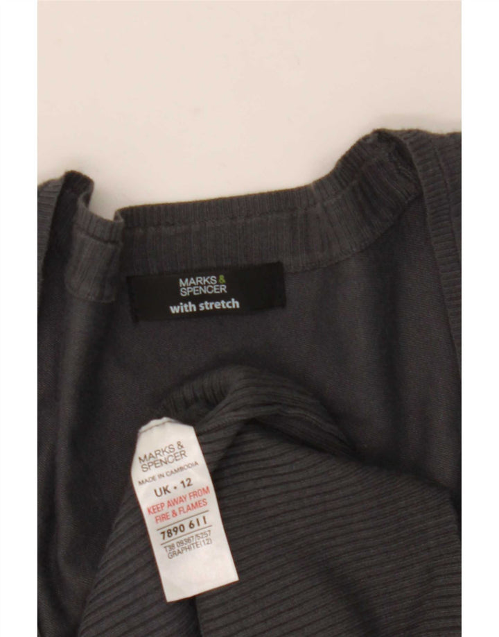 Marks & Spencer Dame Longline Cardigan Sweater UK 12 Medium Grey Viscose