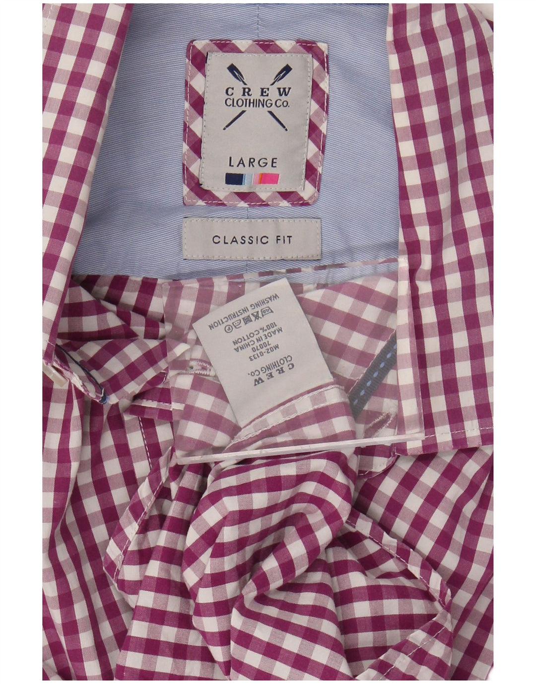 CREW CLOTHING Herre Classic Fit skjorte Stor lilla Gingham Cotton