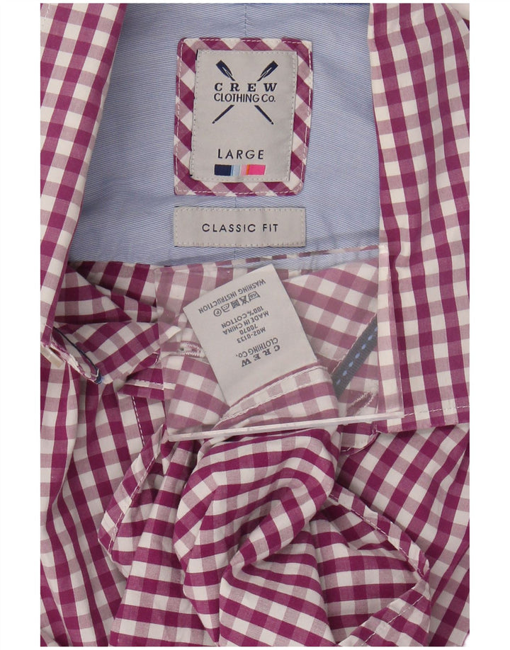 CREW CLOTHING Herre Classic Fit skjorte Stor lilla Gingham Cotton