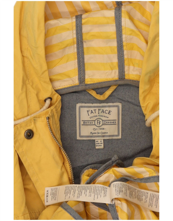 Fat Face Dame Hooded Utility Jacket UK 12 Medium Yellow Polyester