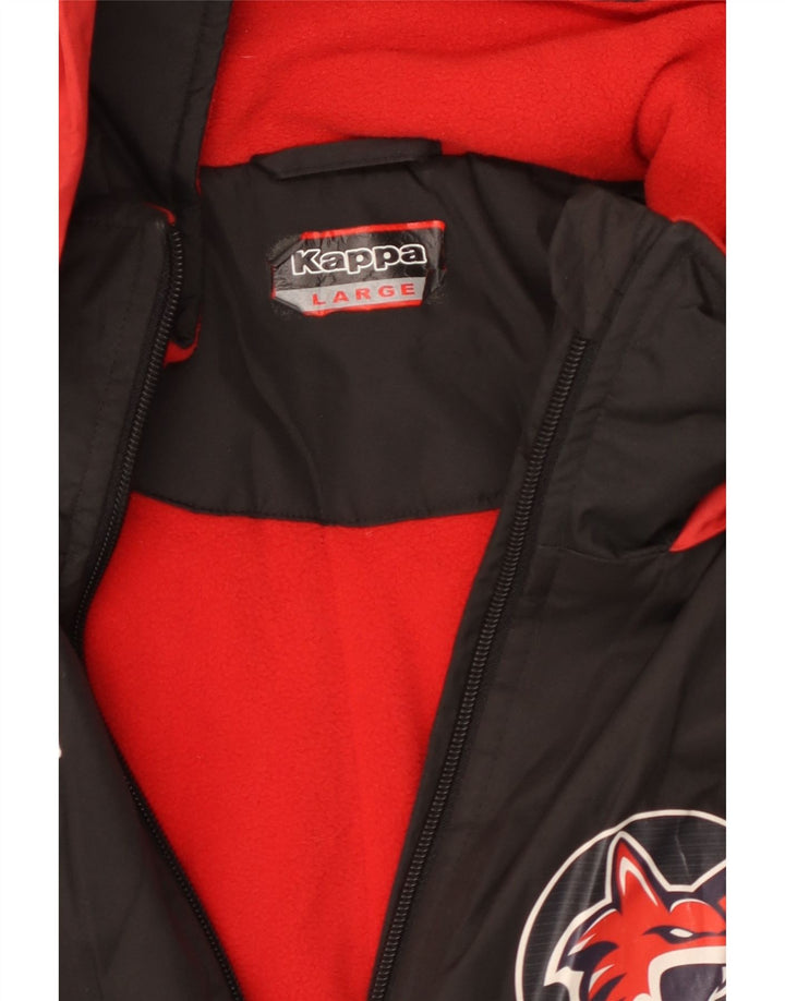 Kappa Herre Graphic Hooded Windbreaker Jacket UK 40 Large Black Polyester
