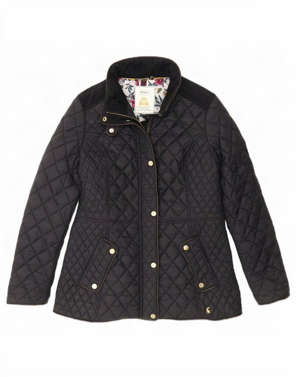 Joules Quiltet jakke til kvinder UK 12 Medium Sort Polyamid