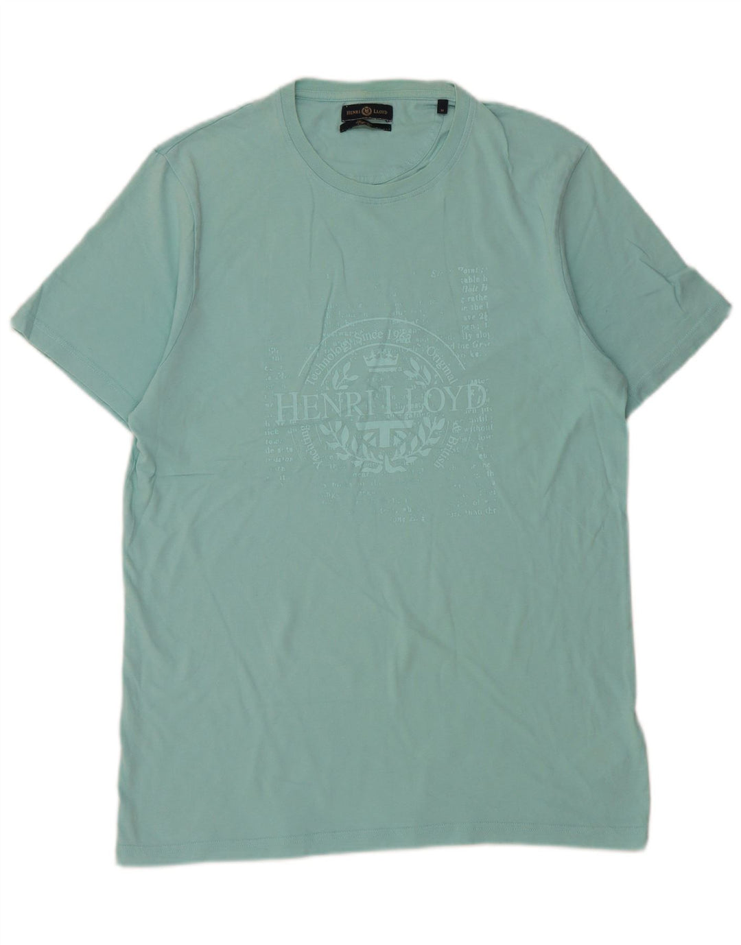 Henri Lloyd Herre grafisk T-shirt Top Medium turkis bomuld
