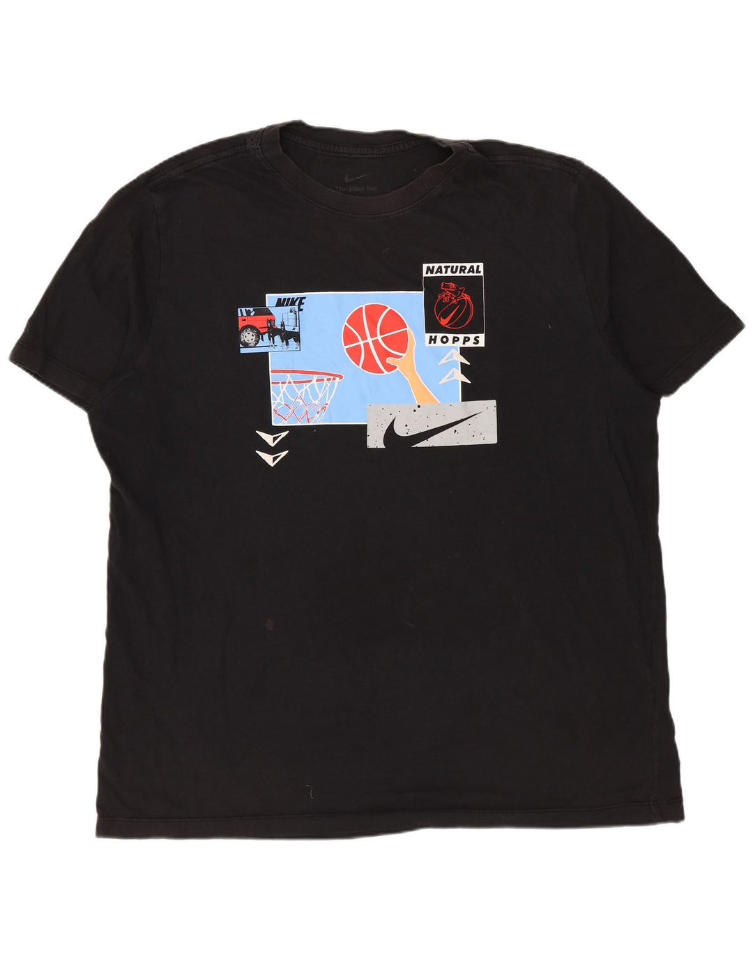 NIKE Grafisk T-shirt top til mænd XL sort bomuld