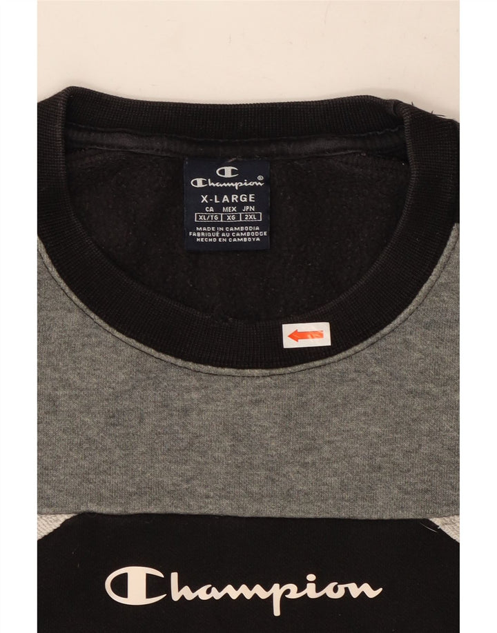 CHAMPION Grafisk sweatshirt til mænd XL Sort Colourblock Bomuld