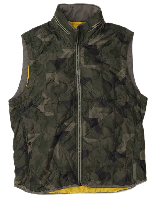 G-Star Herre Hooded Quilted Gilet UK 44 2XL Grøn Camouflage Polyester