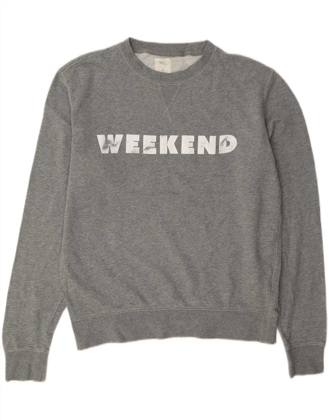 Marks & Spencer Dame Weekend Graphic Sweatshirt Jumper UK 14 Medium Grey