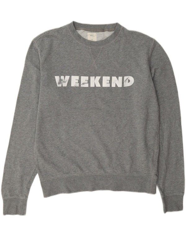 Marks & Spencer Dame Weekend Graphic Sweatshirt Jumper UK 14 Medium Grey