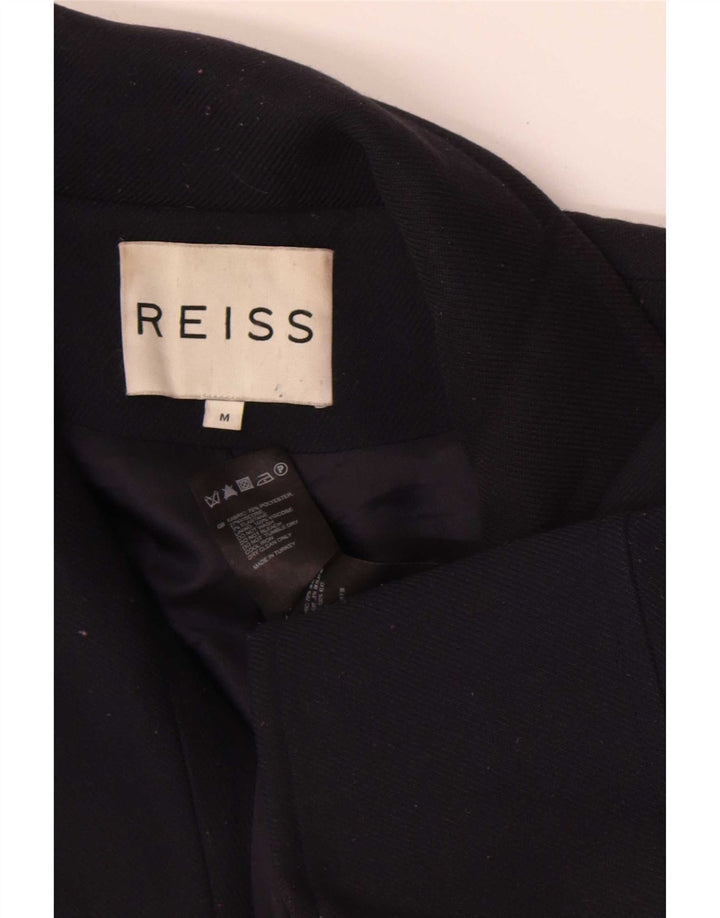 Reiss Dame Dobbeltradet Frakke UK 12 Medium Navy Blue Polyester