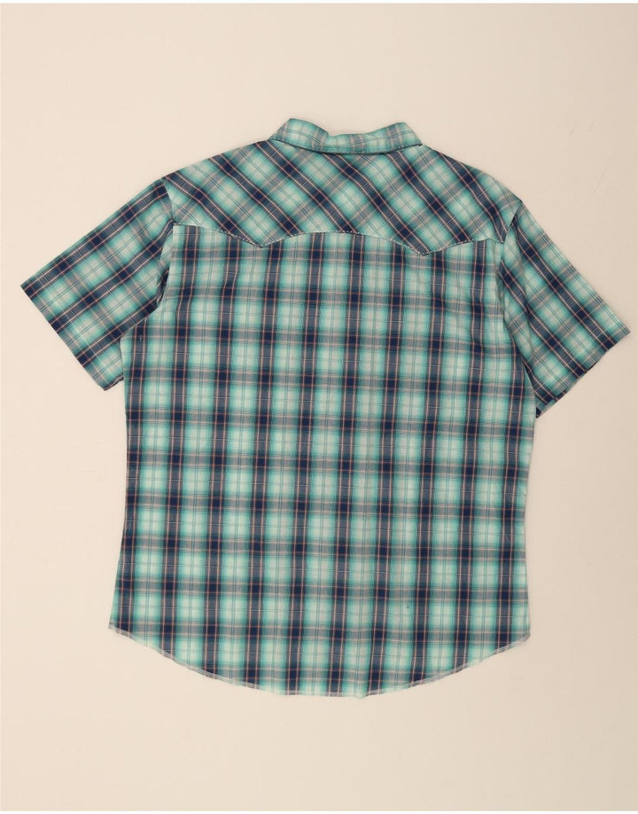 WRANGLER Mens Short Sleeve Shirt 2XL Blue Check Cotton Vintage Wrangler and Second-Hand Wrangler from Messina Hembry 