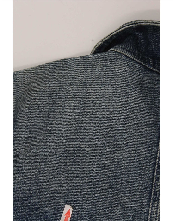 Vintage Dame Crop Denim Jacket IT 40 Small Blue Cotton